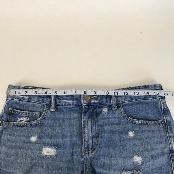 Free People High Waisted Distressed Denim Shorts Women's Size 28 Raw Hem Pockets - Picture 4 of 8